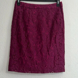 CAbi Women’s Purple Lace Floral Pencil Skirt Size 6